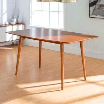 Walker Edison 6-Person Mid Century Modern Dining Table in Brown - Sleek Design for Kitchen & Dining ...