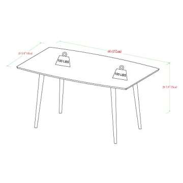 Walker Edison 6 Person Mid Century Modern Wood Hairpin Rectangle Dining Room Kitchen Table Set Dining Chairs, 60 Inch, Brown