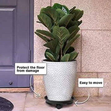 JzNova 2 Pack of Plant Pallet Caddy, Planter Pot Rolling Mover, Plant Stand Dolly Casters with Wheels, Indoor Outdoor Plant Tray Dolly, Black