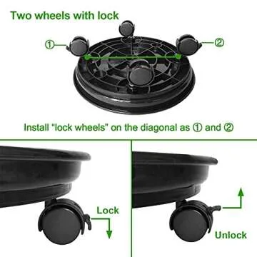 JzNova 2 Pack of Plant Pallet Caddy, Planter Pot Rolling Mover, Plant Stand Dolly Casters with Wheels, Indoor Outdoor Plant Tray Dolly, Black