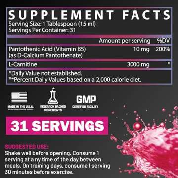 Nutrex Research L-Carnitine 3000 (31 Servings, Berry Blast) | Liquid Shots, Stimulant Free | Supports Muscle Recovery For Men and Women
