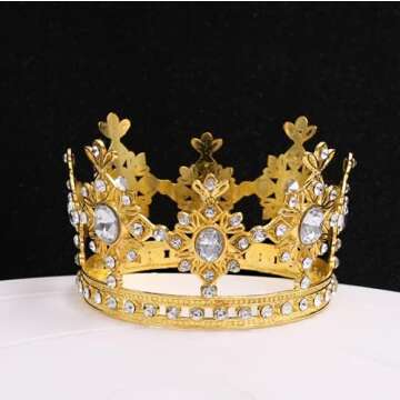 JORCEDI Vintage Crown Cake Topper Queen Princess Cake Photo Party Baby Decor for Wedding Birthday Ba...