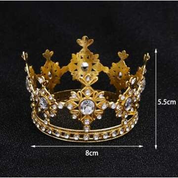 JORCEDI Vintage Crown Cake Topper Queen Princess Cake Photo Party Baby Decor for Wedding Birthday Baby Shower Party Favors Gold
