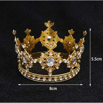 JORCEDI Vintage Crown Cake Topper Queen Princess Cake Photo Party Baby Decor for Wedding Birthday Baby Shower Party Favors Gold