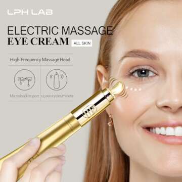 Eye Puffiness Cream with Electric Massager: Under Eye Cream to Smooth & Tighten Puffiness Wrinkles F...