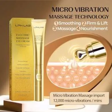 Eye Puffiness Cream with Electric Massager: Under Eye Cream to Smooth & Tighten Puffiness Wrinkles Fine Lines with Retinol Hyaluronic Acid