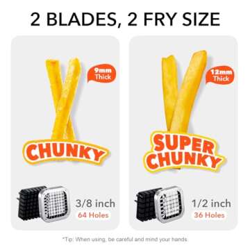 Befano French Fry Cutter, Stainless Steel Potato Cutter with 1/2 Inch and 3/8 Inch Blades, Commercial French Fries Slicer for Whole Potatoes, Carrots, Cucumbers