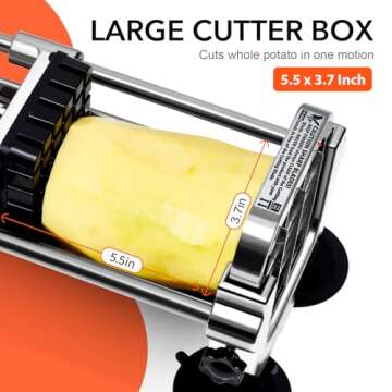 Befano French Fry Cutter, Stainless Steel Potato Cutter with 1/2 Inch and 3/8 Inch Blades, Commercial French Fries Slicer for Whole Potatoes, Carrots, Cucumbers