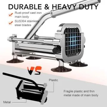 Befano French Fry Cutter, Stainless Steel Potato Cutter with 1/2 Inch and 3/8 Inch Blades, Commercial French Fries Slicer for Whole Potatoes, Carrots, Cucumbers