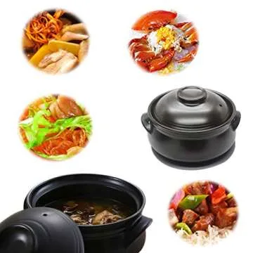 Korean Premium Ceramic Bowl with Lid, For Cooking Hot Pot Dolsot Bibimbap and Soup,2 liters.