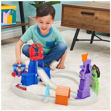 PAW Patrol, True Metal Total City Rescue Movie Track Set with Exclusive Marshall Vehicle, 1:55 Scale, Kids Toys for Ages 3 and up