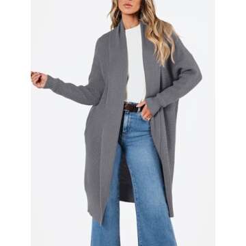 LILLUSORY Long Cardigan Sweaters for Women Fall Trendy Oversized Open Front Winter Coat Blazer 2025 ...