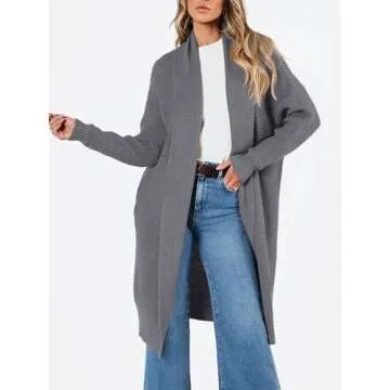LILLUSORY Long Cardigan Sweaters for Women Fall Trendy Oversized Open Front Winter Coat Blazer 2025 ...