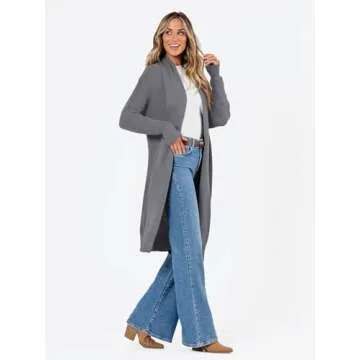 LILLUSORY Long Cardigan Sweaters for Women Fall Trendy Oversized Open Front Winter Coat Blazer 2025 Cozy Chunky Knit Sweater Jacket Outwear Coats Darkgrey M