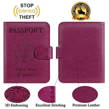 Passport Holder Cover Wallet RFID Blocking Leather Card Case Travel Accessories for Women Men (Purpl...