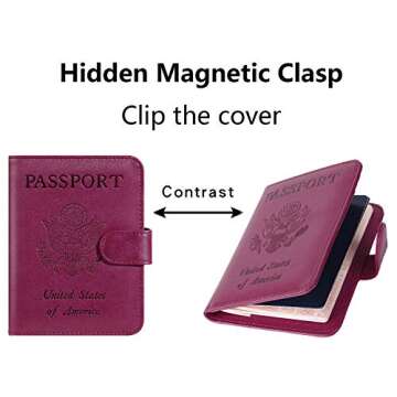 Passport Holder Cover Wallet RFID Blocking Leather Card Case Travel Accessories for Women Men (Purple)