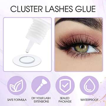 Lash Cluster Glue for Eyelash Extension: Lash-Lovers Supplies for DIY, Waterproof, 2-3 Sec Dry, Stro...