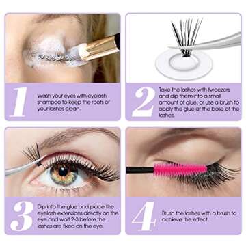 Lash Cluster Glue for Eyelash Extension: Lash-Lovers Supplies for DIY, Waterproof, 2-3 Sec Dry, Strong Hold, Clear, 5ml,0122