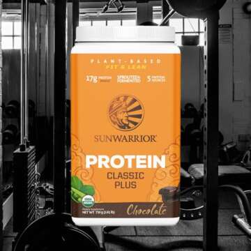 Sunwarrior Vegan Organic Protein Powder Plant-Based | 5 Superfood Quinoa Chia Seed Soy Free Dairy Free Gluten Free Synthetic Free Non-GMO | Chocolate 30 Servings | Classic Plus