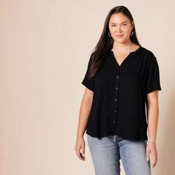 Amazon Essentials Relaxed-Fit Short-Sleeve Blouse for Women