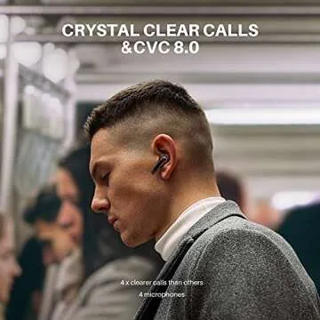 Tribit Wireless Earbuds, Qualcomm QCC3040 Bluetooth 5.2, 4 Mics CVC 8.0 Call Noise Reduction 50H Playtime Clear Calls Volume Control True Wireless Bluetooth Earbuds Earphones, FlyBuds C1 Black