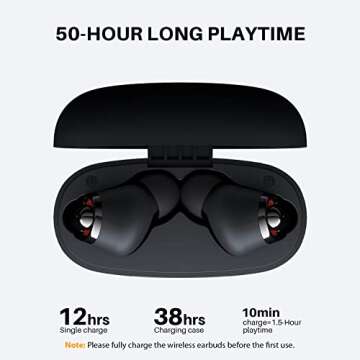 Tribit Wireless Earbuds, Qualcomm QCC3040 Bluetooth 5.2, 4 Mics CVC 8.0 Call Noise Reduction 50H Playtime Clear Calls Volume Control True Wireless Bluetooth Earbuds Earphones, FlyBuds C1 Black