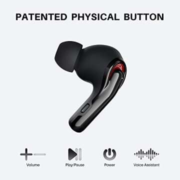 Tribit Wireless Earbuds, Qualcomm QCC3040 Bluetooth 5.2, 4 Mics CVC 8.0 Call Noise Reduction 50H Playtime Clear Calls Volume Control True Wireless Bluetooth Earbuds Earphones, FlyBuds C1 Black