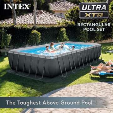 Intex 26367EH 24' x 12' x 52" Rectangular XTR Frame Swimming Pool w/Filter Pump - Large Above Ground...