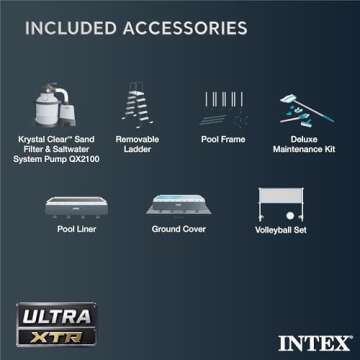 Intex 26367EH 24' x 12' x 52" Rectangular XTR Frame Swimming Pool w/Filter Pump - Large Above Ground Backyard Rectangle Pool w/ 45-Inch Deep Water