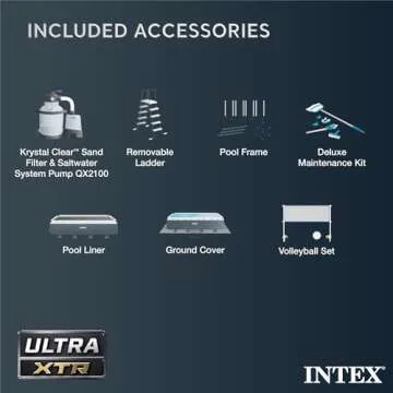 Intex 26367EH 24' x 12' x 52" Rectangular XTR Frame Swimming Pool w/Filter Pump - Large Above Ground Backyard Rectangle Pool w/ 45-Inch Deep Water
