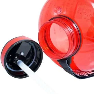 QuiFit Motivational Gallon Water Bottle - with Straw & Time Marker BPA Free Large Reusable Sport Water Jug with Handle for Fitness Outdoor Enthusiasts Leak-Proof (Red,1 gallon)