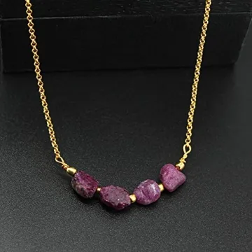 Gorgeous Raw Ruby Necklace for Women with Adjustable Chain