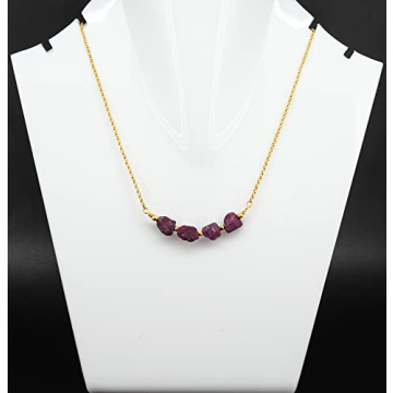 Gorgeous Raw Ruby Necklace for Women with Adjustable Chain