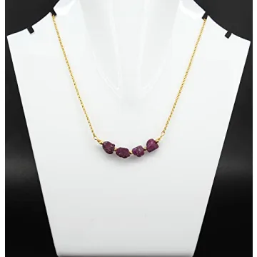 Gorgeous Raw Ruby Necklace for Women with Adjustable Chain