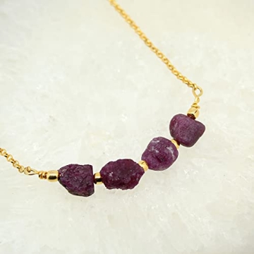 Gorgeous Raw Ruby Necklace for Women with Adjustable Chain