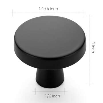 Ravinte 25 Pack Drawer Pulls Matte Black 1-1/4 Inch Knobs