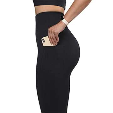 SUUKSESS Women Seamless Butt Lifting Leggings with Pockets Booty High Waisted Workout Yoga Pants (Black, S)