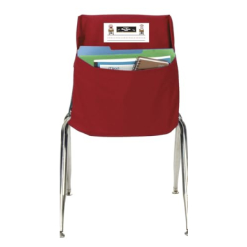 Seat Sack Standard Chair Storage Pocket - 14 Inches Red - Perfect Organizer for Classroom Chairs, Du...