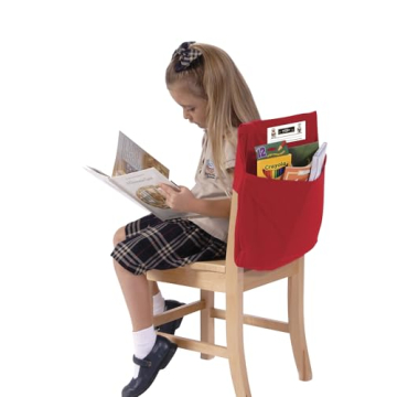 Seat Sack Standard Chair Storage Pocket - 14 Inches Red - Perfect Organizer for Classroom Chairs, Durable and Spacious, Storage and Organization