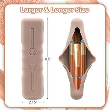 3Pack Travel Silicone Makeup Brush Case Bag Soft Cute Portable Cosmetic Brushes Holders,Waterproof M...