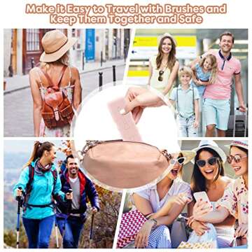 3Pack Travel Silicone Makeup Brush Case Bag Soft Cute Portable Cosmetic Brushes Holders,Waterproof Makeup Brushes Organizer for Traveling with Magnetic Closure-Black,Pink,Khaki