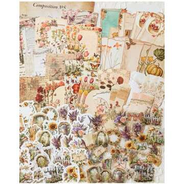 Alideco 100pcs Vintage Scrapbook Supplies Pack for Art Journaling Bullet Junk Journal Planners DIY Paper Stickers Craft Kits Notebook Collage Album Aesthetic Cottagecore Picture Frames (zhiwubaike)