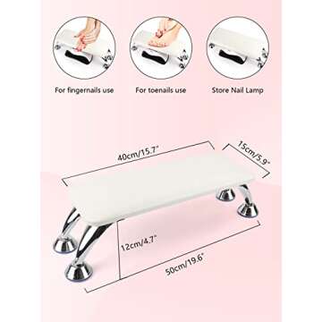 Big Arm Rest for Nails Cushion, Microfiber Leather Hand Rest for Nails Tech, Hand Rest Pillow for Nails Toenails, Detachable Nail Art Accessories Tool for Nails Tech (White)