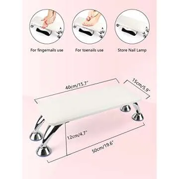 Big Arm Rest for Nails Cushion, Microfiber Leather Hand Rest for Nails Tech, Hand Rest Pillow for Nails Toenails, Detachable Nail Art Accessories Tool for Nails Tech (White)