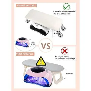 Big Arm Rest for Nails Cushion, Microfiber Leather Hand Rest for Nails Tech, Hand Rest Pillow for Nails Toenails, Detachable Nail Art Accessories Tool for Nails Tech (White)
