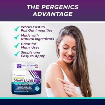 Pergenics Drawing Salve Ointment with Natural Lavender Herbal Extract for ingrown Hair, Boil & Cyst, Splinter Remover, Bug and Spider Bites, bee Sting, Mosquito bite Itch, Poison Ivy, 2 oz (1 Pack)