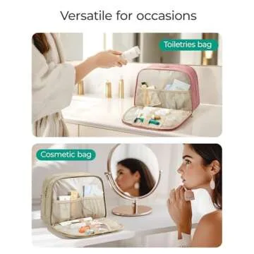 BAGSMART Travel Toiletry Bag, Large Wide-open Travel Bag for Toiletries, Puffy Makeup Cosmetic Trave...