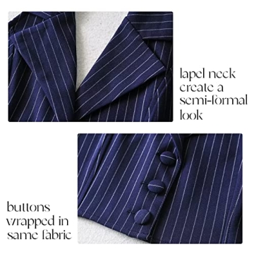 Jeovuanun Womens Pinstripe Button Down Halterneck Waistcoat Cropped Versatile Tuxedo Suit Vest