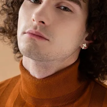 18K Gold Plated Cross Stud Earrings for Men Women