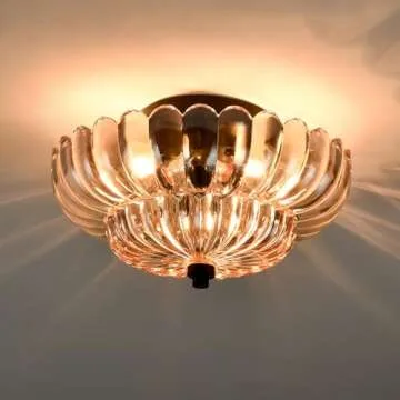 HYDELITE Modern Black Flush Mount Ceiling Light 3-Light Close to Ceiling Light Fixtures with Scallop...